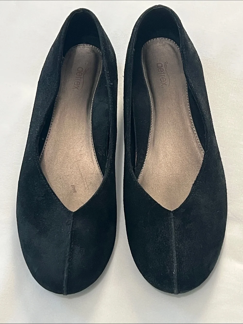 Aetrex Black Suede Flats